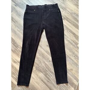 Michael Kors Pull On Pants Black Ribbed Stretch Size Large Mid Rise